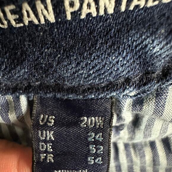 Womens Lands End Mid Rise Trouser Jeans Wide Leg Dark Wash Ankle Stretch Sz 20W - Picture 6 of 9